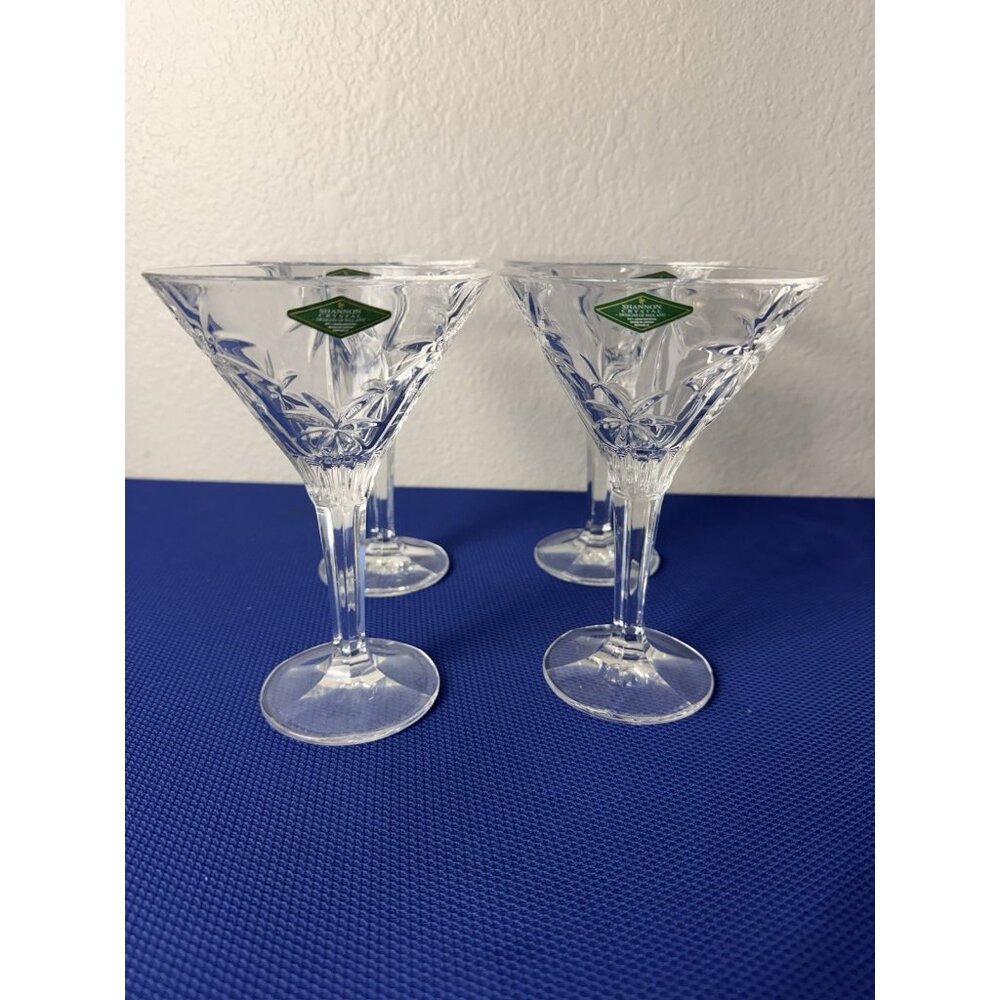 Shannon Crystal Wine Glasses Set Of 4 Cut Starburst Elegant Stemware